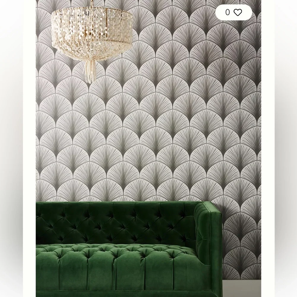 2 Rolls of Anthropologie Grey Frond/Fan Wallpaper